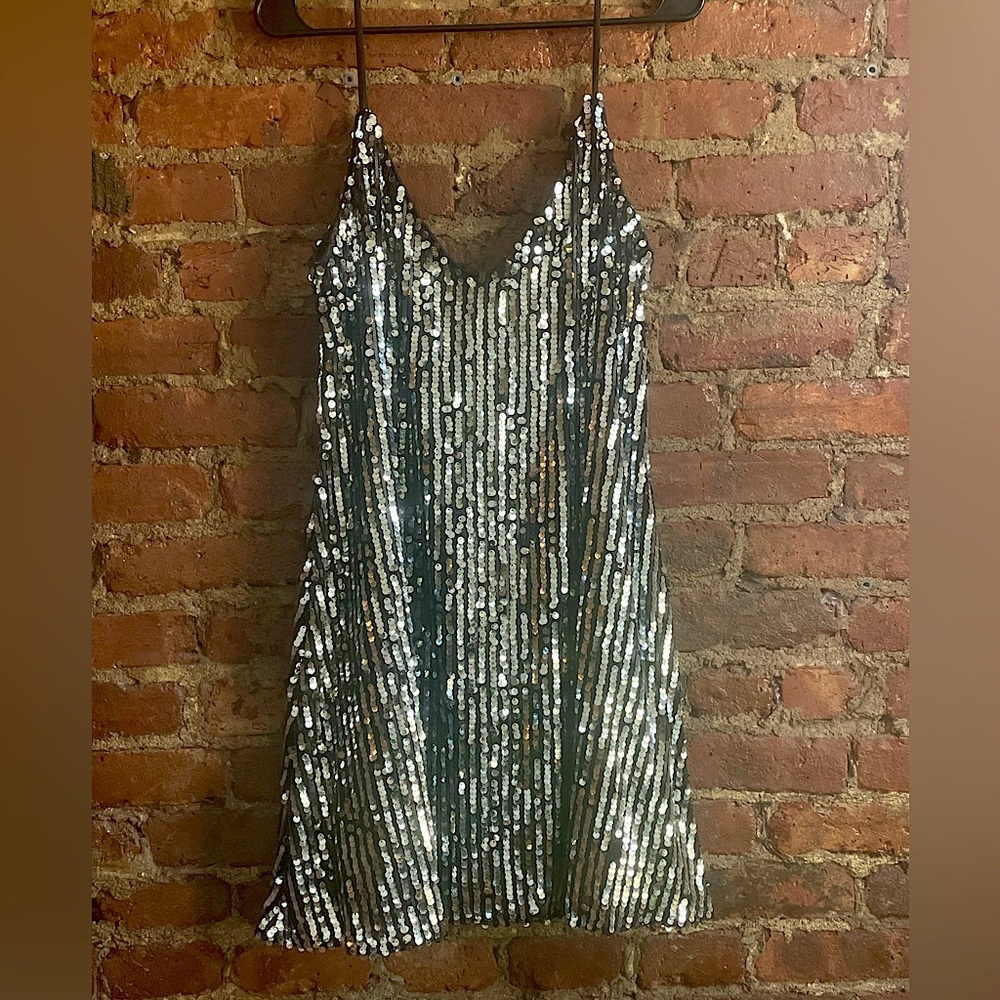 Black and silver sequined Boohoo dress size 12.